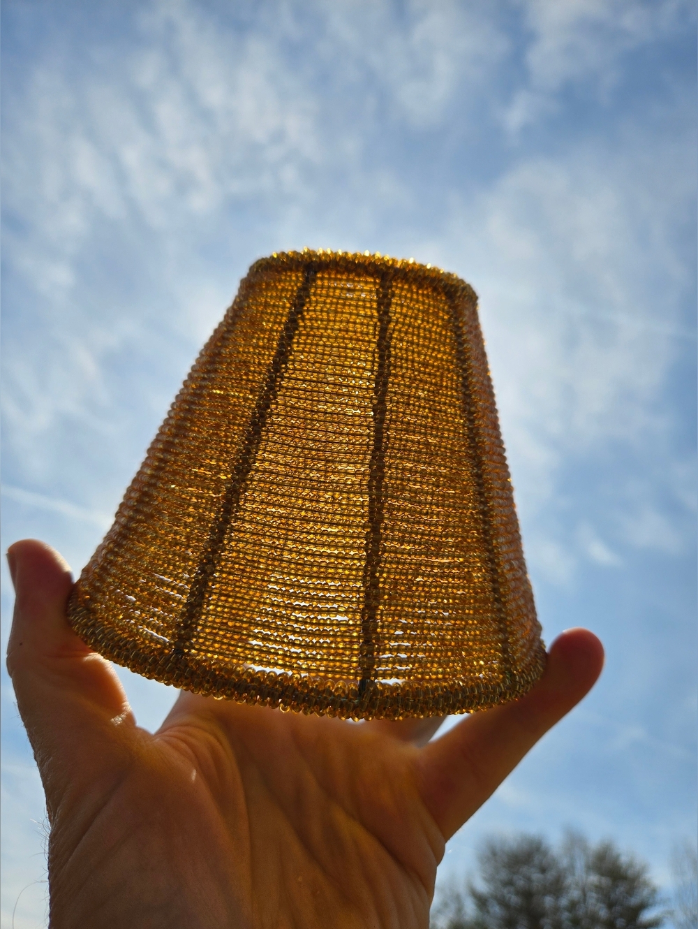 2 Amber / Golden Beaded Mini Lampshades.   ?Boho? - Picture 2 of 6